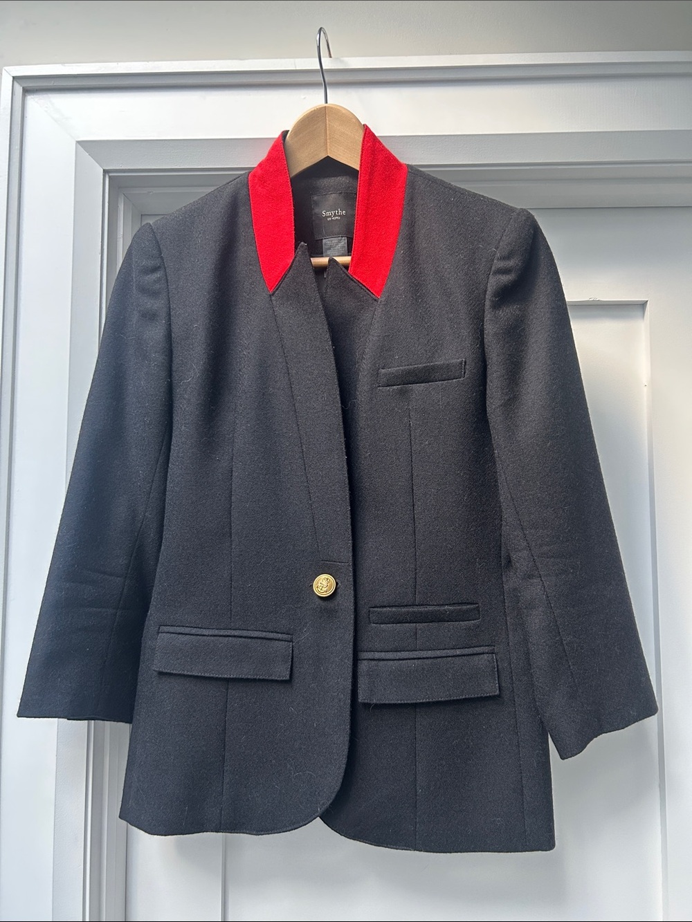 Smythe Black Blazer with Red Contrast Collar